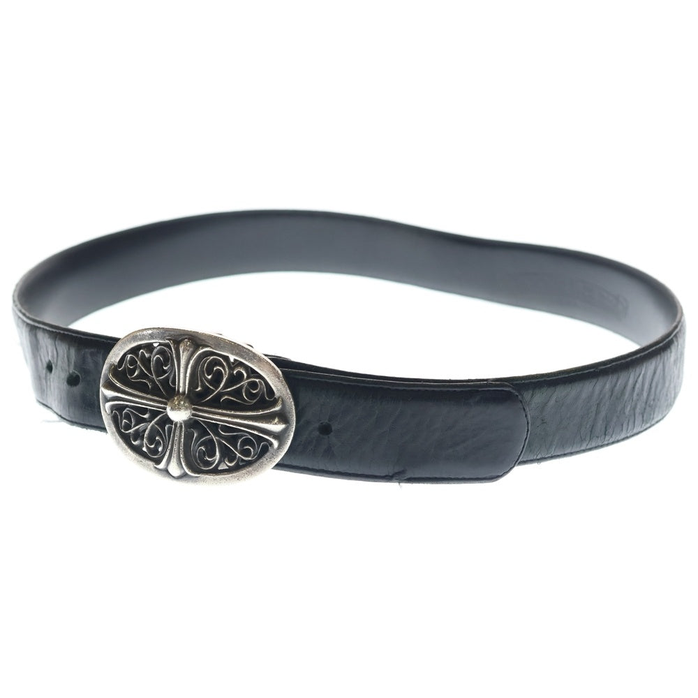 CHROME HEARTS(クロムハーツ) OVAL CROSS STRAP 1.5 クラシックオーバルクロスバックル レザーベルト シルバー/ブラック