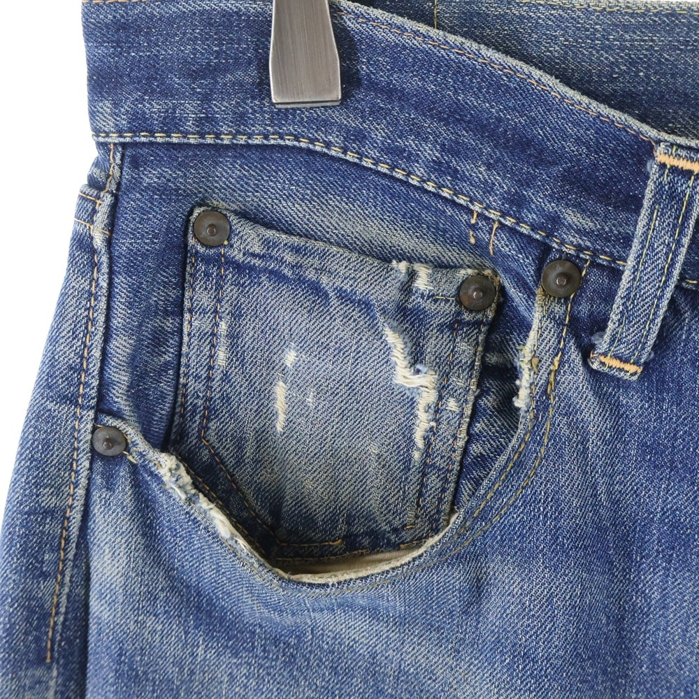 Levi's(リーバイス) 50-60S VINTAGE 501XX 紙パッチギャラ入り リベット裏銅 オフセットベルトループ 隠しリベット 均等V ボタン裏無刻印 ストレートデニムパンツ インディゴ