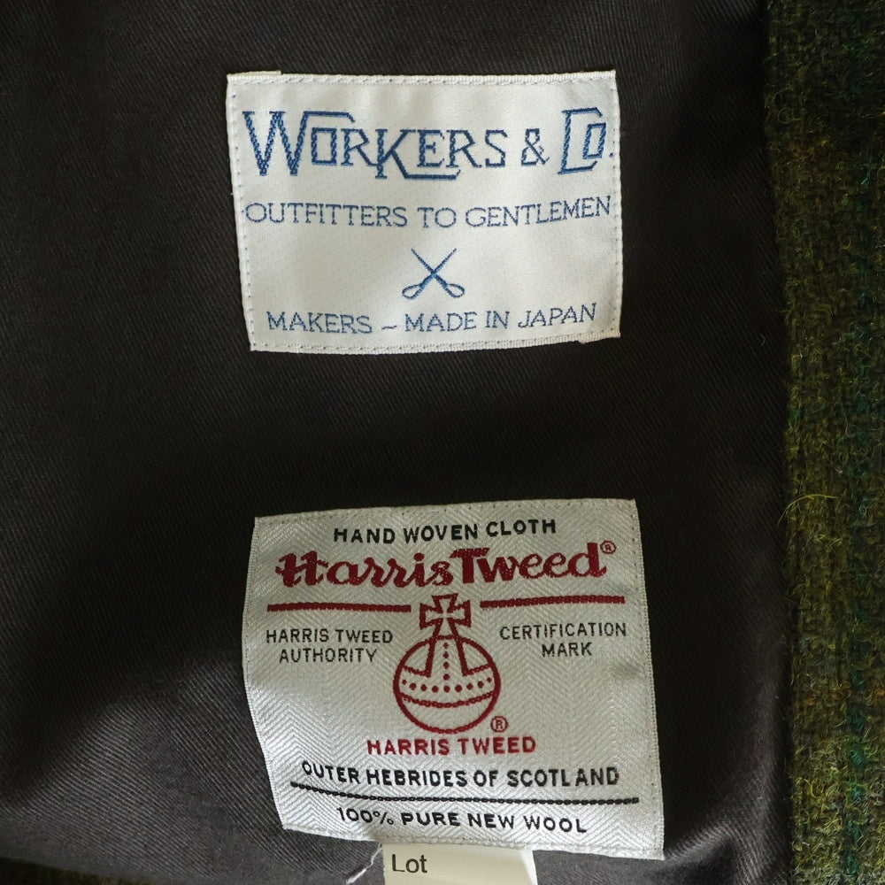 NO BRAND(ノーブランド) WORKERS (ワーカーズ) A Foggy Day Coat Green Harris Tweed ハリスツイード バルカラコート グリーン