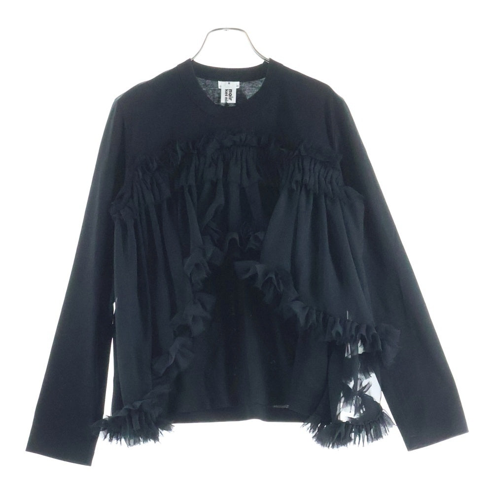 NOIR KEI NINOMIYA(ノワール ケイニノミヤ) 26SS チュールギャザー クルーネック長袖Tシャツカットソー ブラック レディース 3Q-T002
