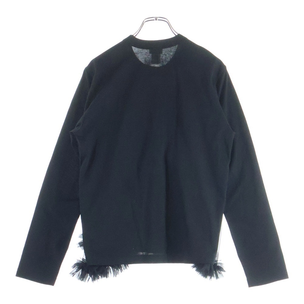 NOIR KEI NINOMIYA(ノワール ケイニノミヤ) 26SS チュールギャザー クルーネック長袖Tシャツカットソー ブラック レディース 3Q-T002