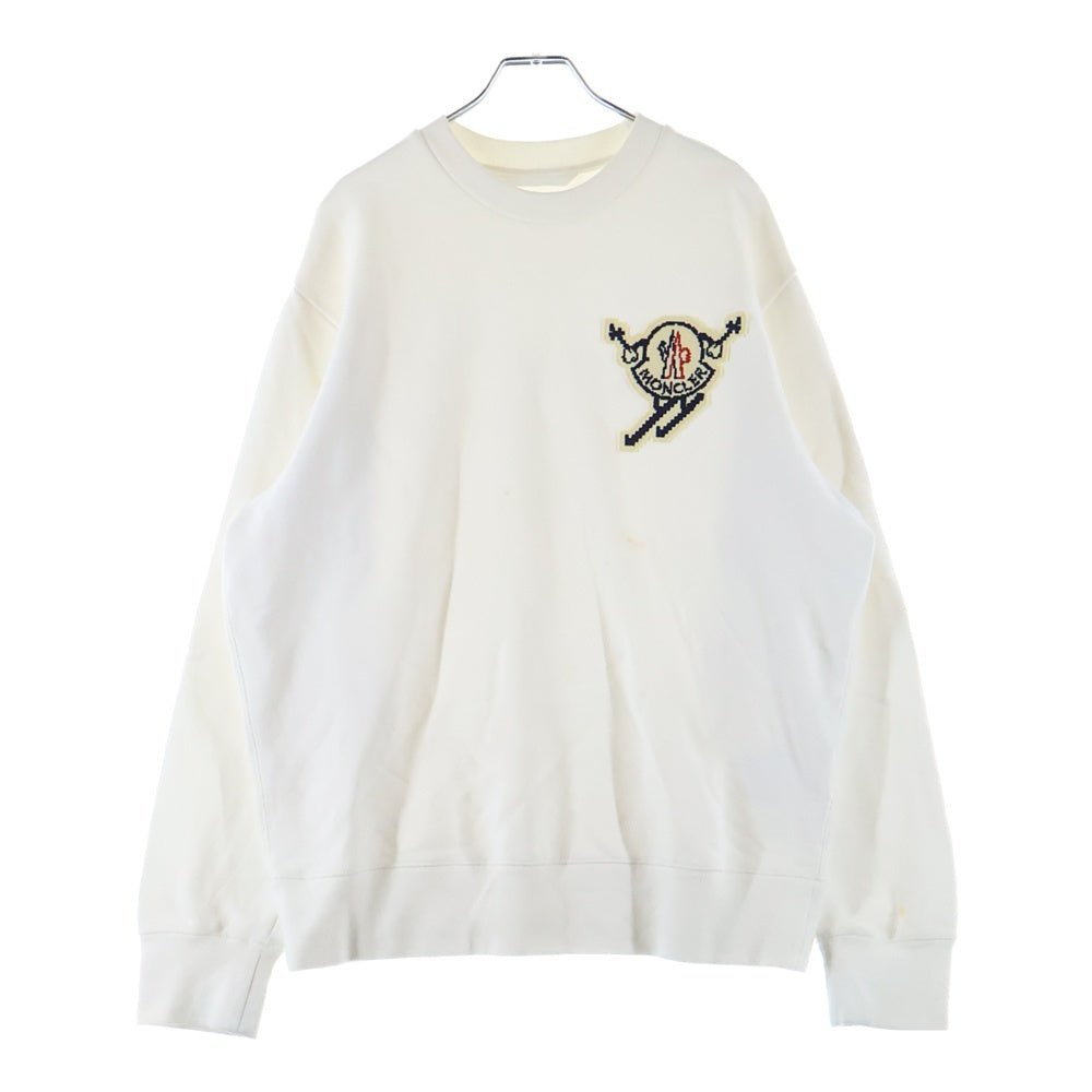 MONCLER(モンクレール) 24AW スキーロゴ クルーネック 長袖スウェットトレーナー カットソー ホワイト J20918G00016