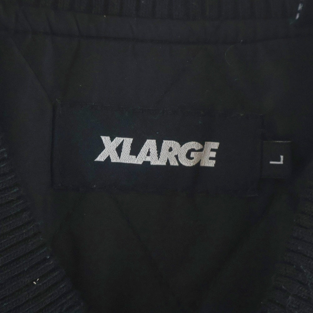 X-LARGE(エクストララージ) 25SS ×Spongebob Varsity Jacket Black ×スポンジボブ カレッジロゴワッペン ウール切替ヴァーシティージャケット ブラック 101251021012