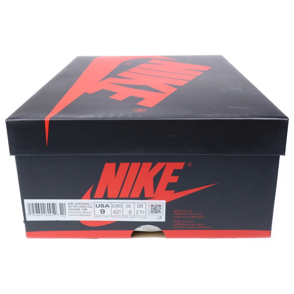 NIKE(ナイキ) Air Jordan 1 High OG Bleached Coral エアジョーダン1 OG ブリーチドコーラル ハイカットスニーカー ブラック/ホワイト/グレー US9/27cm 555088-108