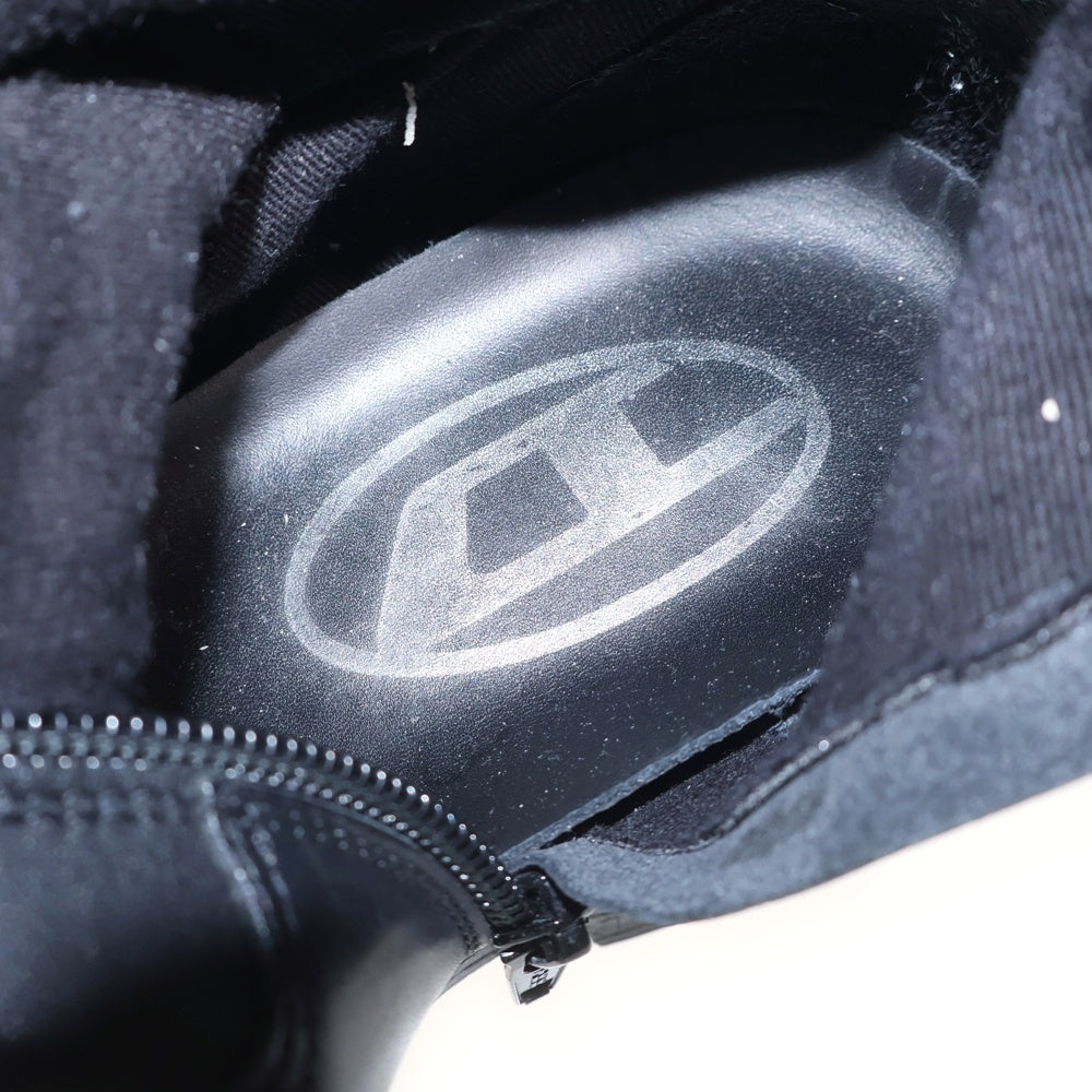 DIESEL(ディーゼル) DHAMMER ダンマー Dロゴ シルバープレート サイドジップ ロングブーツ レディース ブラック