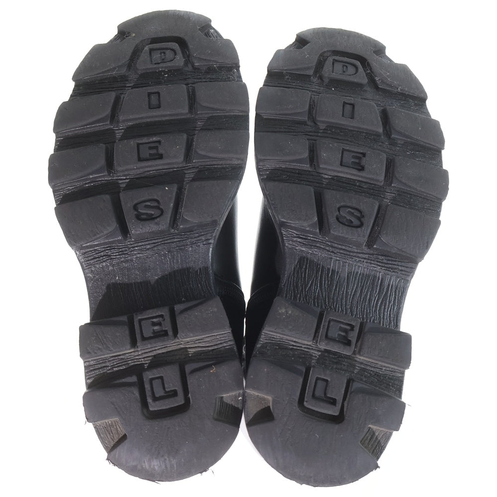 DIESEL(ディーゼル) DHAMMER ダンマー Dロゴ シルバープレート サイドジップ ロングブーツ レディース ブラック