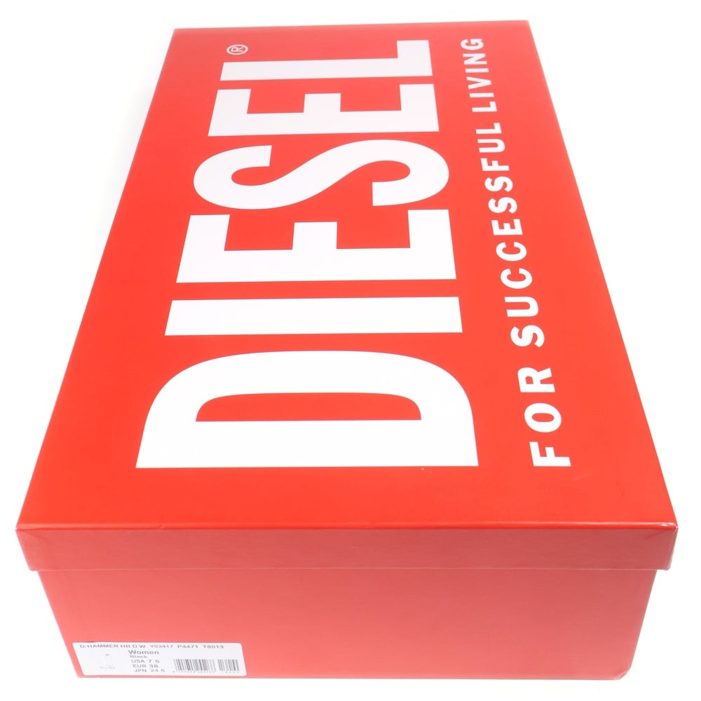 DIESEL(ディーゼル) DHAMMER ダンマー Dロゴ シルバープレート サイドジップ ロングブーツ レディース ブラック