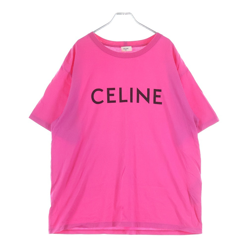 CELINE(セリーヌ) フロントロゴプリント クルーネック半袖Tシャツカットソー ピンク 2X681671Q