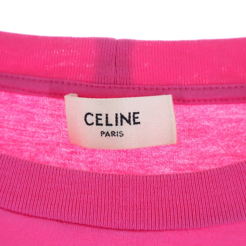 CELINE(セリーヌ) フロントロゴプリント クルーネック半袖Tシャツカットソー ピンク 2X681671Q