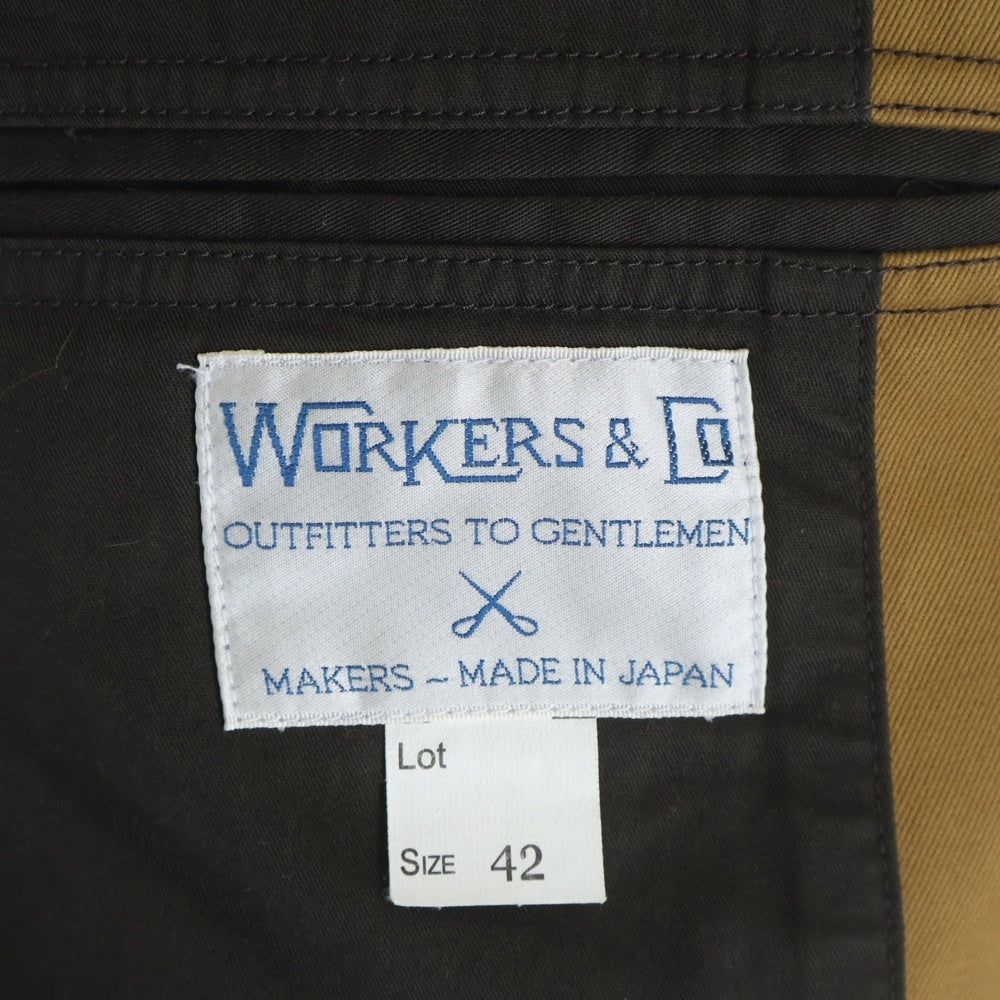 NO BRAND(ノーブランド) WORKES (ワーカーズ) COTTON JACKET フロントボタン コットンジャケット ブラウン