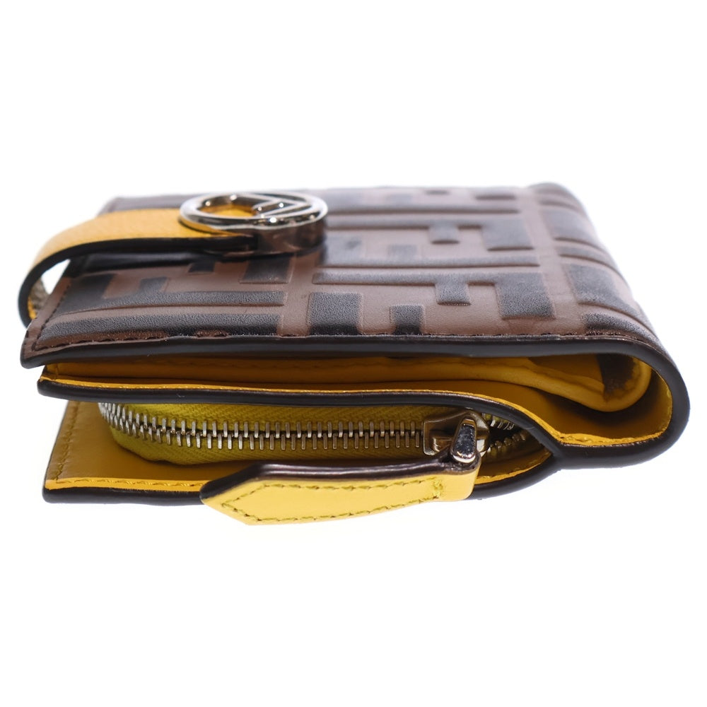 FENDI(フェンディ) FFロゴ ズッカ柄 二つ折り コンパクトウォレット ブラウン レディース