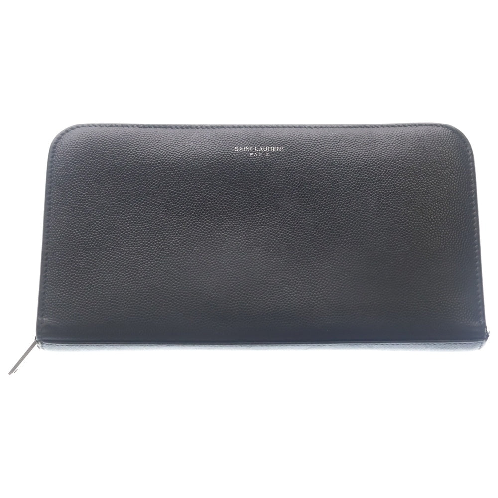 SAINT LAURENT PARIS(サンローランパリ) フロントロゴ カードポケット付き 長財布 ロングウォレット ブラック