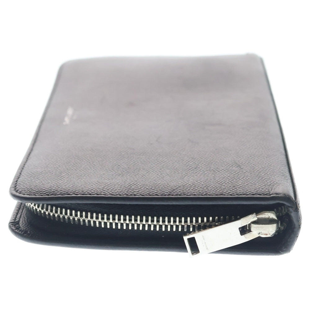SAINT LAURENT PARIS(サンローランパリ) フロントロゴ カードポケット付き 長財布 ロングウォレット ブラック
