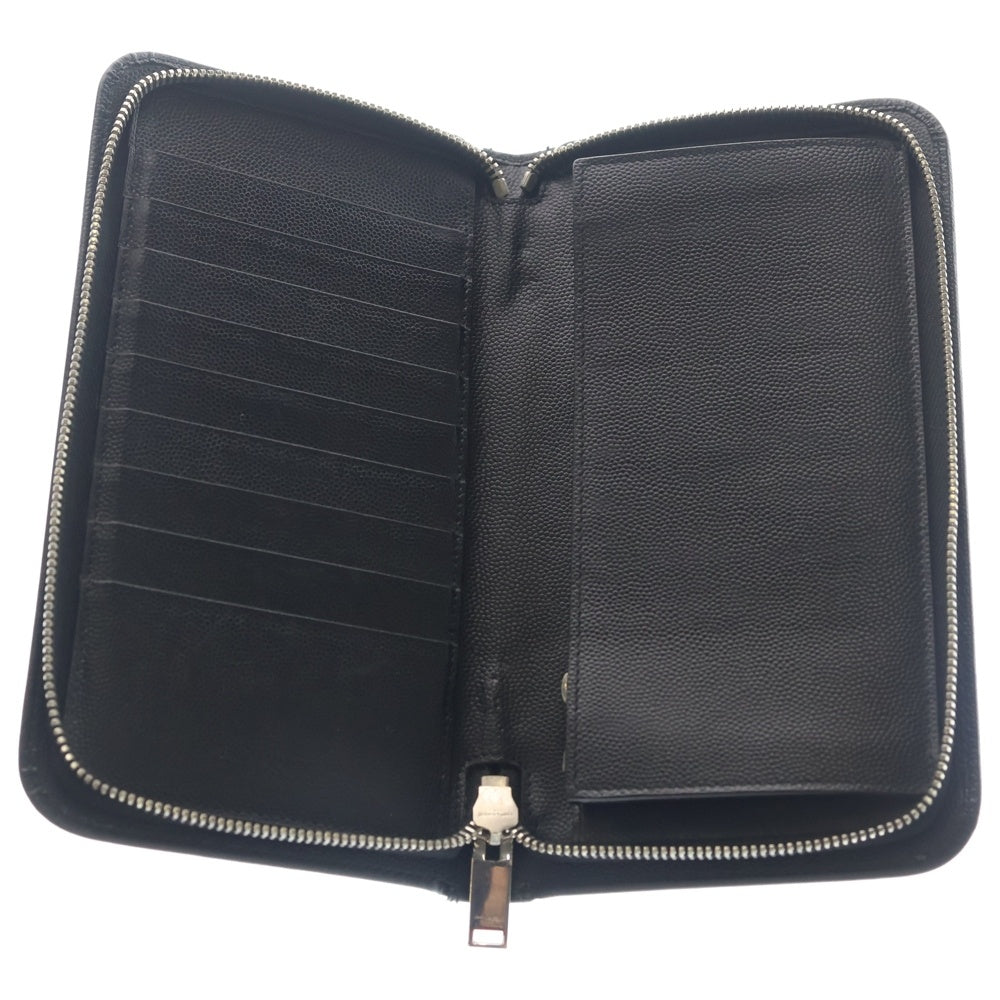 SAINT LAURENT PARIS(サンローランパリ) フロントロゴ カードポケット付き 長財布 ロングウォレット ブラック