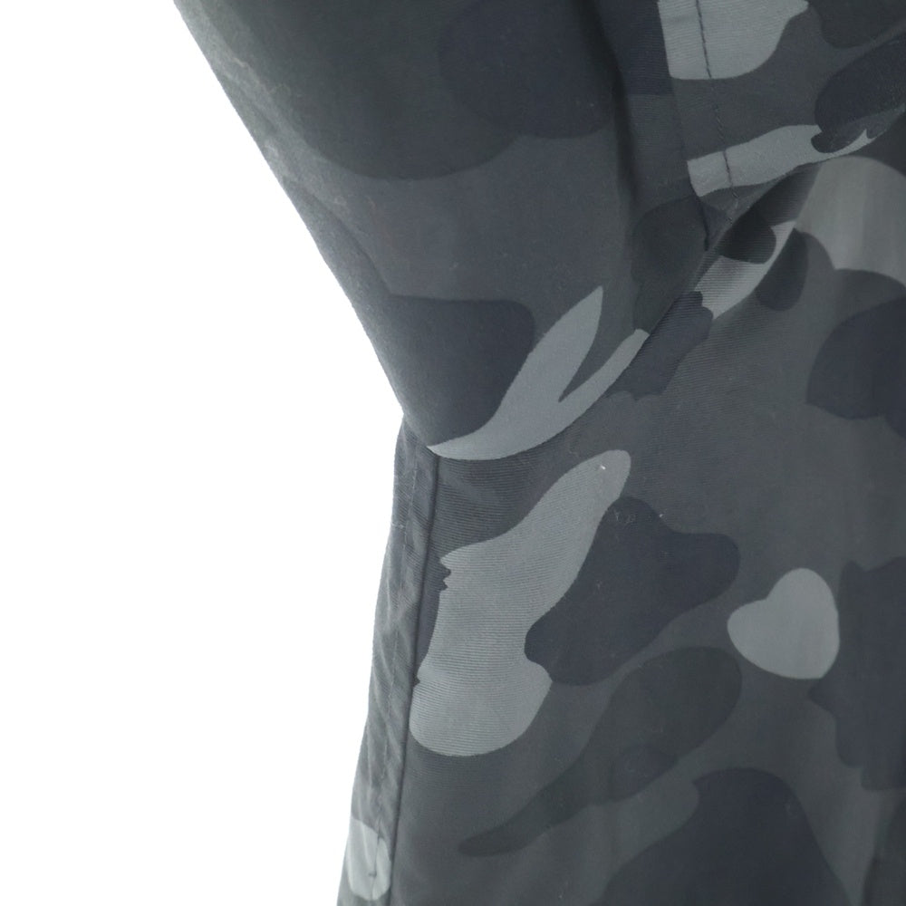 A BATHING APE(アベイシングエイプ) SHARK CAMO ダブルジップ フーディーフライトジャケット ブラック/カモ