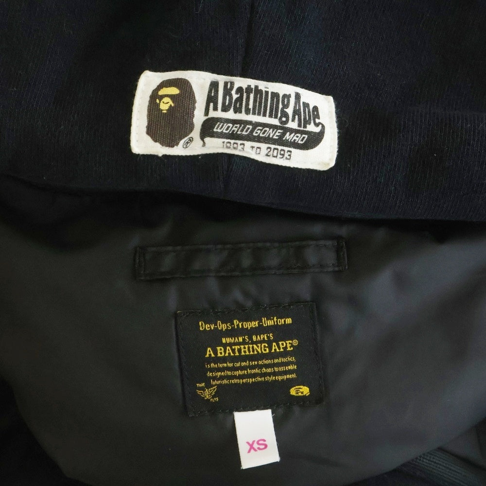 A BATHING APE(アベイシングエイプ) SHARK CAMO ダブルジップ フーディーフライトジャケット ブラック/カモ