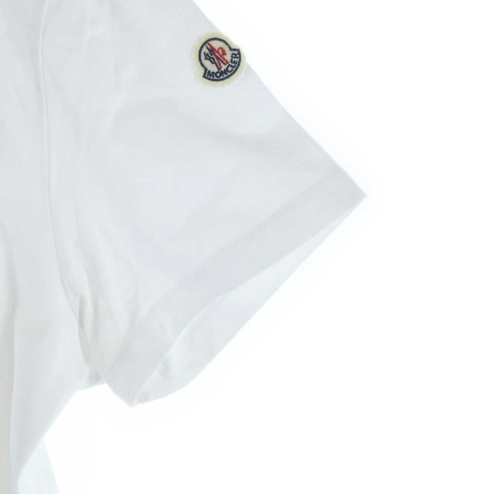 MONCLER(モンクレール) 19AW ショルダーワッペン 雪山プリント クルーネック半袖Tシャツカットソー ホワイト E20918048350 8390T