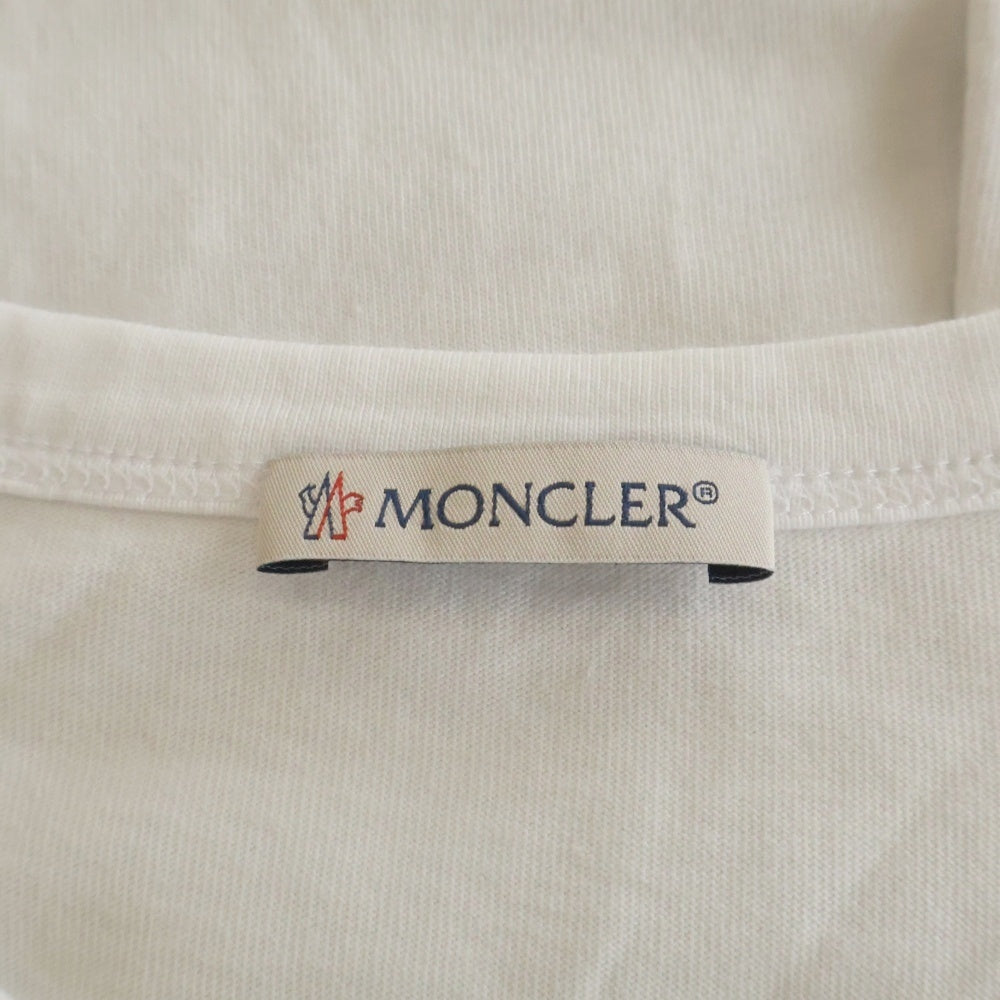 MONCLER(モンクレール) 19AW ショルダーワッペン 雪山プリント クルーネック半袖Tシャツカットソー ホワイト E20918048350 8390T