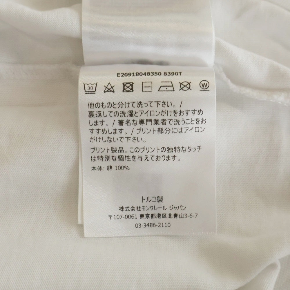 MONCLER(モンクレール) 19AW ショルダーワッペン 雪山プリント クルーネック半袖Tシャツカットソー ホワイト E20918048350 8390T