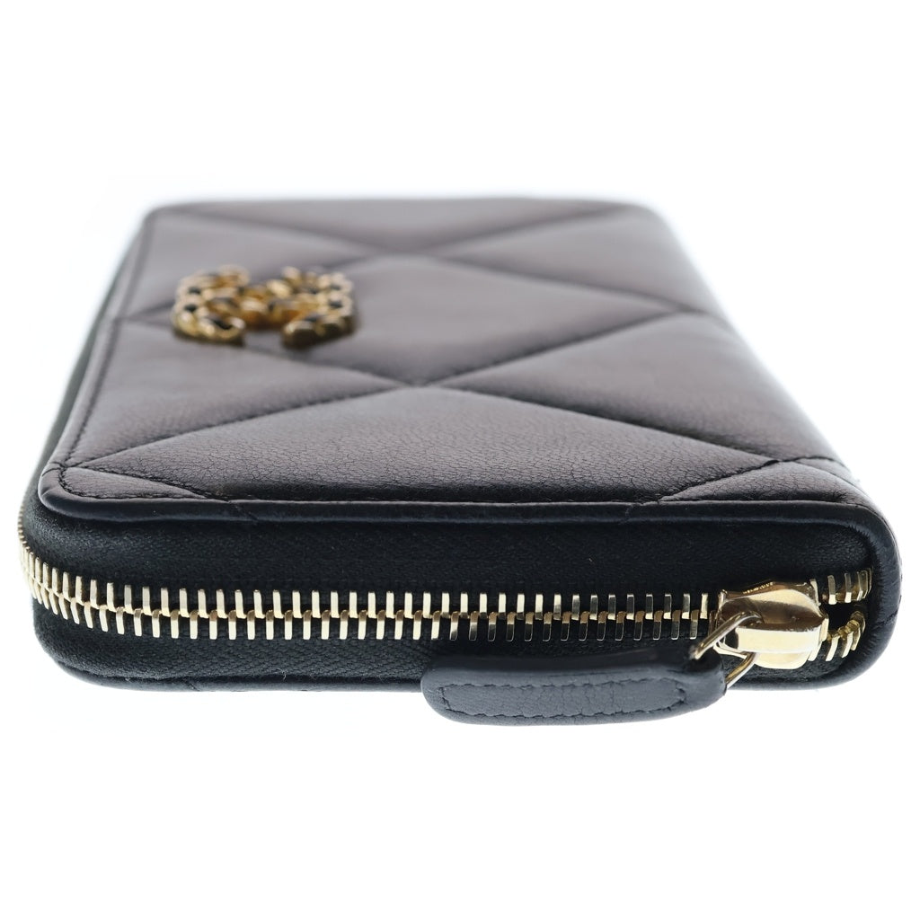 CHANEL(シャネル) ココマーク ラムスキン ラウンドファスナー ロングウォレット 長財布 レディース ブラック AP1063