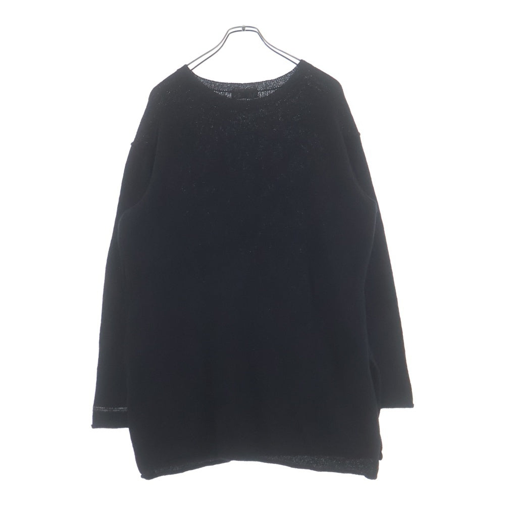 Yohji Yamamoto POUR HOMME(ヨウジヤマモト プールオム) アルパカウールナイロン サイドスリット長袖ニットセーター ブラック HK-K39-195