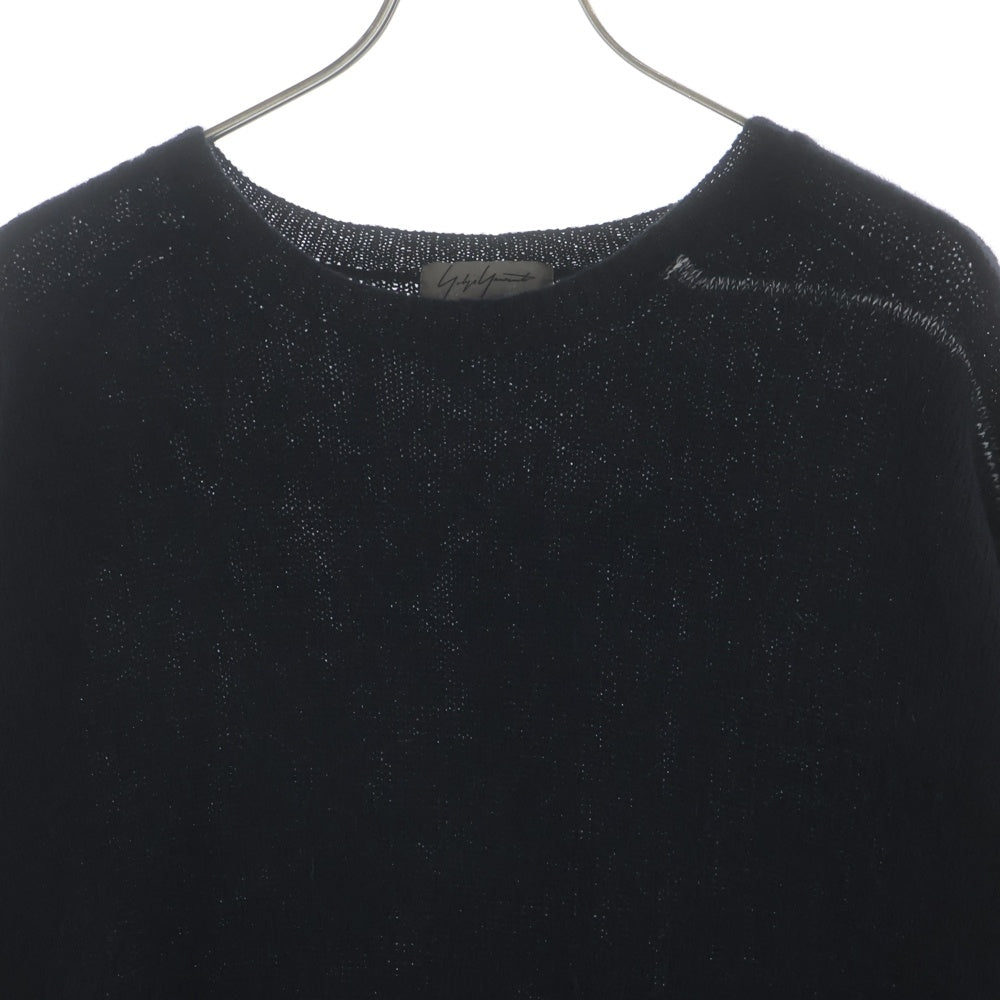 Yohji Yamamoto POUR HOMME(ヨウジヤマモト プールオム) アルパカウールナイロン サイドスリット長袖ニットセーター ブラック HK-K39-195