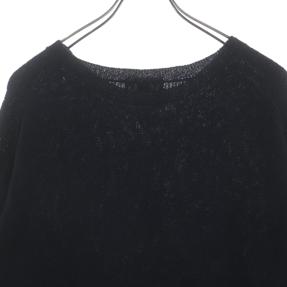 Yohji Yamamoto POUR HOMME(ヨウジヤマモト プールオム) アルパカウールナイロン サイドスリット長袖ニットセーター ブラック HK-K39-195