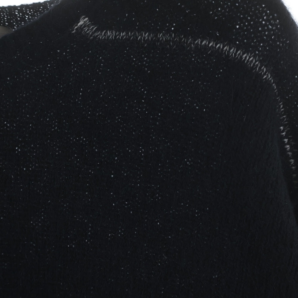Yohji Yamamoto POUR HOMME(ヨウジヤマモト プールオム) アルパカウールナイロン サイドスリット長袖ニットセーター ブラック HK-K39-195