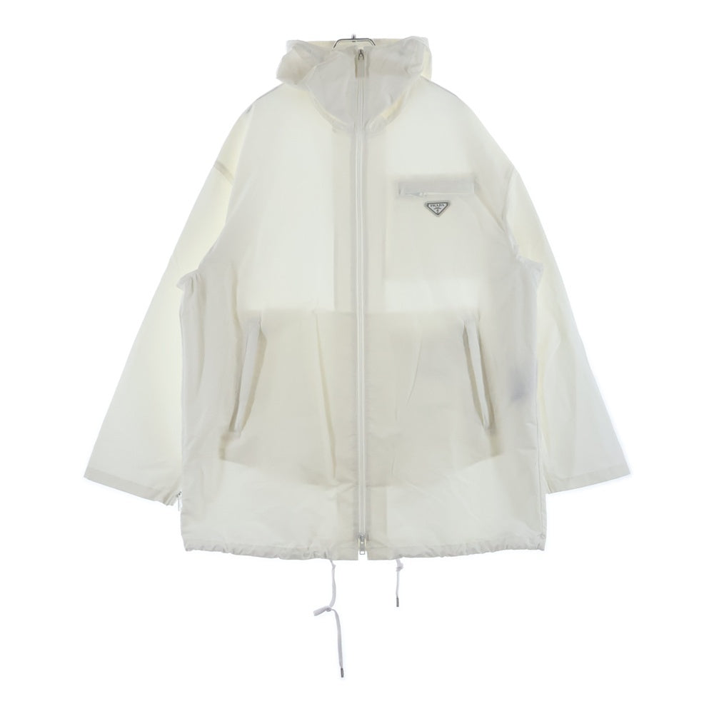 PRADA(プラダ) トライアングルロゴ テクニカルポプリンレインコート ナイロンジャケット ホワイト SGN847 S182 U43