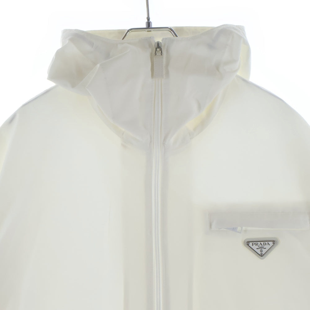 PRADA(プラダ) トライアングルロゴ テクニカルポプリンレインコート ナイロンジャケット ホワイト SGN847 S182 U43