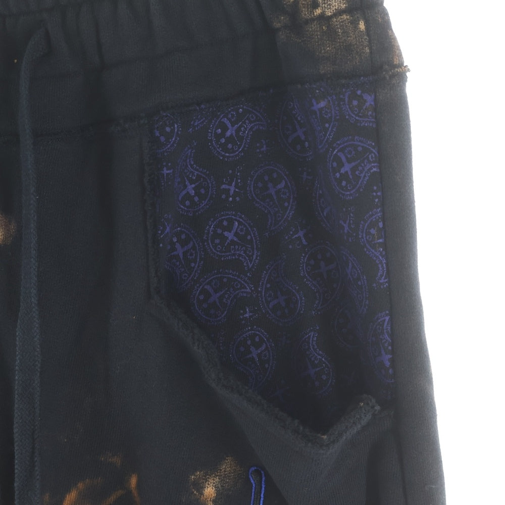 cvtvlist(カタリスト) 24AW elephants usual pants ブリーチ加工 エレファンツ ユージュアル スウェットパンツ ブラック/オレンジ 240110EP04