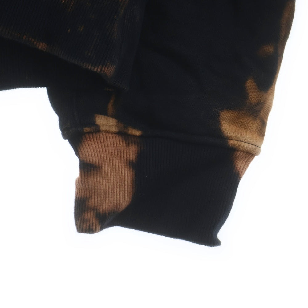 cvtvlist(カタリスト) 24AW Logo Embroidery Bleach Hoodie フロントロゴ刺繍 ブリーチ加工 スウェットプルオーバーパーカー ブラック/オレンジ 240110EP02