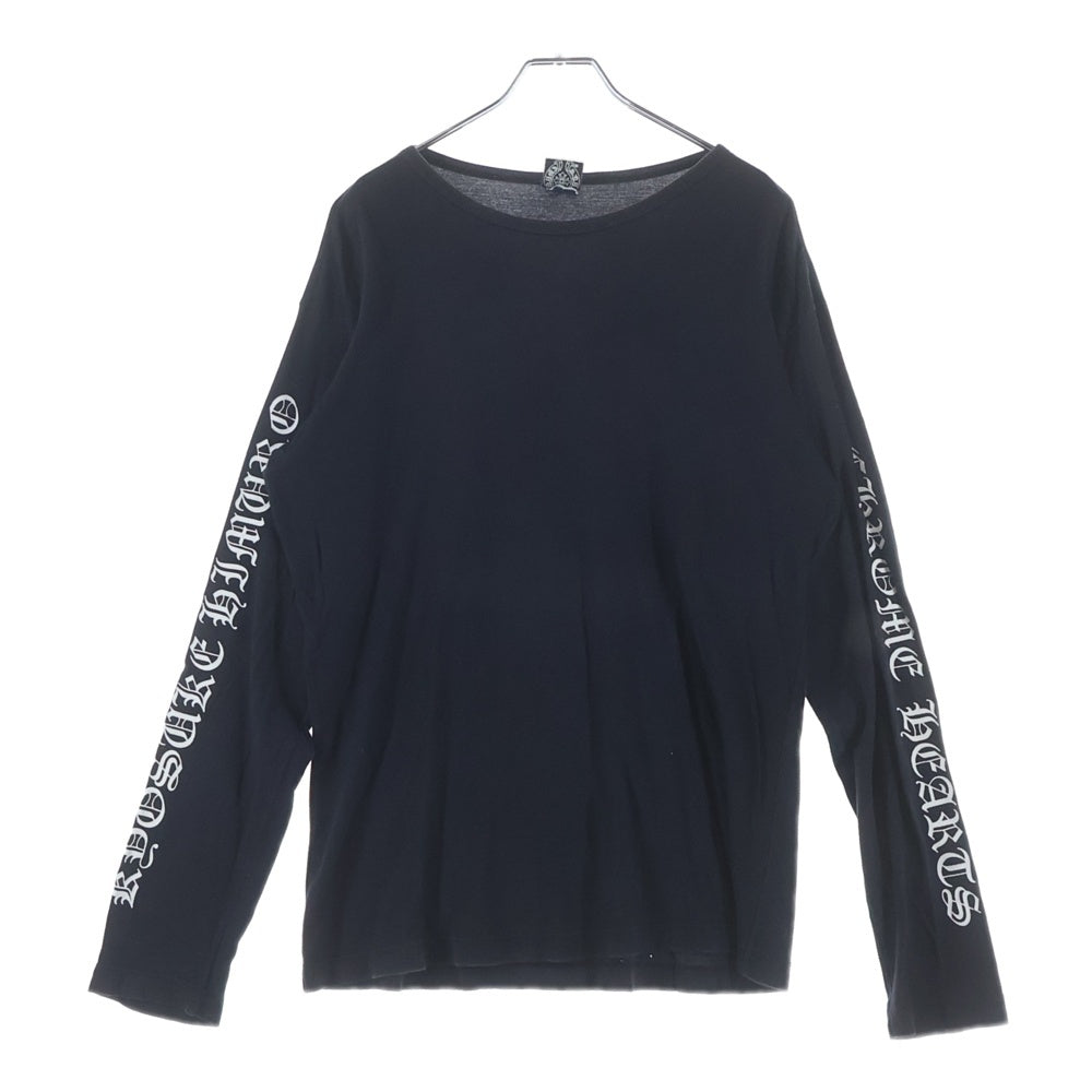 CHROME HEARTS(クロムハーツ) ×KYOSUKE HIMURO OLD L/S TEE ×氷室京介 オールド 袖ロゴプリント クルーネック長袖Tシャツカットソー ブラック