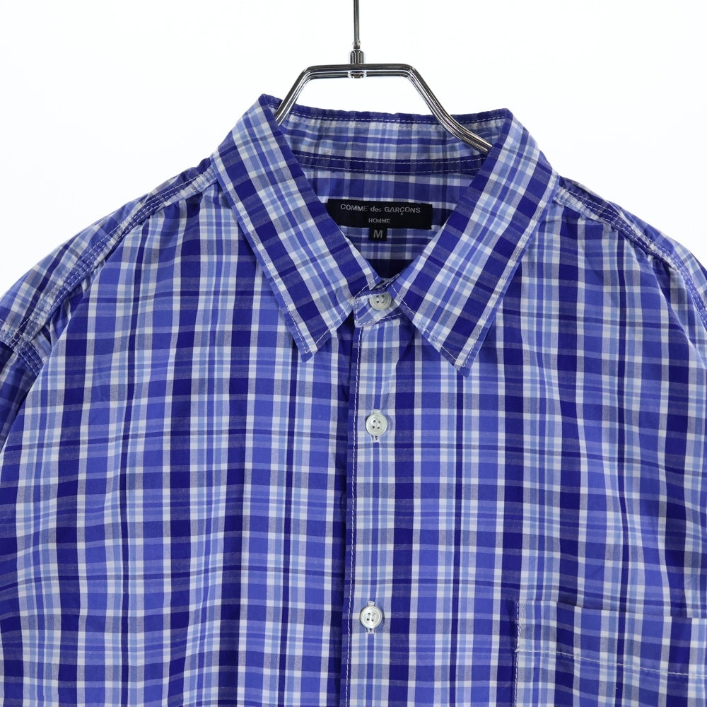 COMME des GARCONS HOMME(コムデギャルソンオム) 08SS チェック柄 長袖コットンシャツ ブルー/ホワイト HA-B030