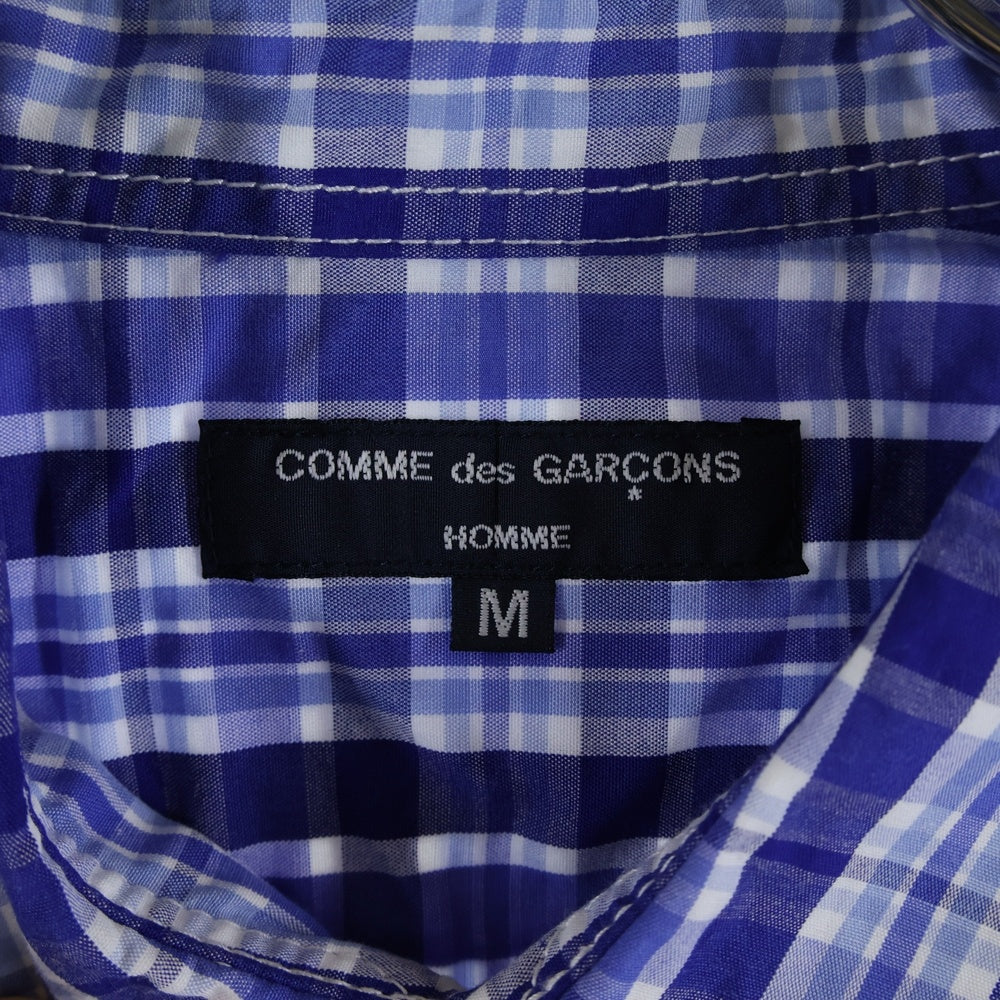 COMME des GARCONS HOMME(コムデギャルソンオム) 08SS チェック柄 長袖コットンシャツ ブルー/ホワイト HA-B030