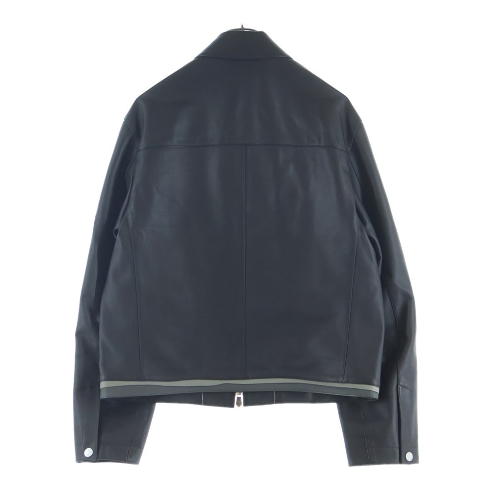 HERMES(エルメス) レイヤード レザーシングルライダースジャケット ブラック