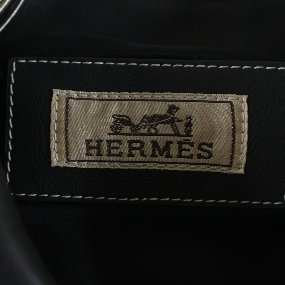 HERMES(エルメス) レイヤード レザーシングルライダースジャケット ブラック