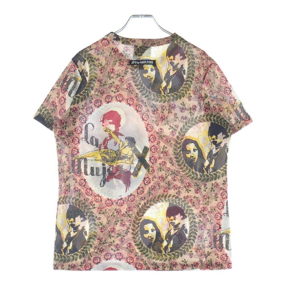 Jean Paul GAULTIER(ジャンポールゴルチエ) 総柄 クルーネック半袖メッシュTシャツカットソー マルチカラー