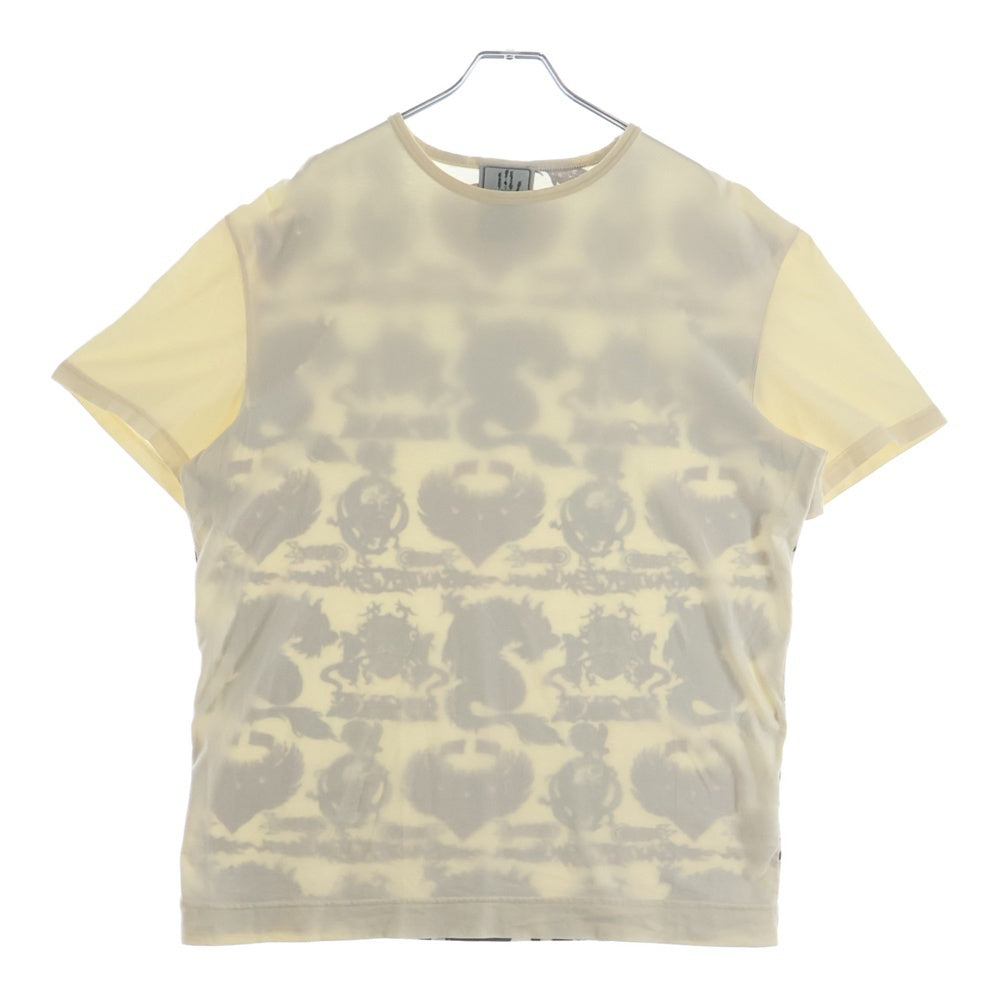 Jean Paul GAULTIER(ジャンポールゴルチエ) バック総柄 クルーネック半袖Tシャツカットソー ホワイト/レッド