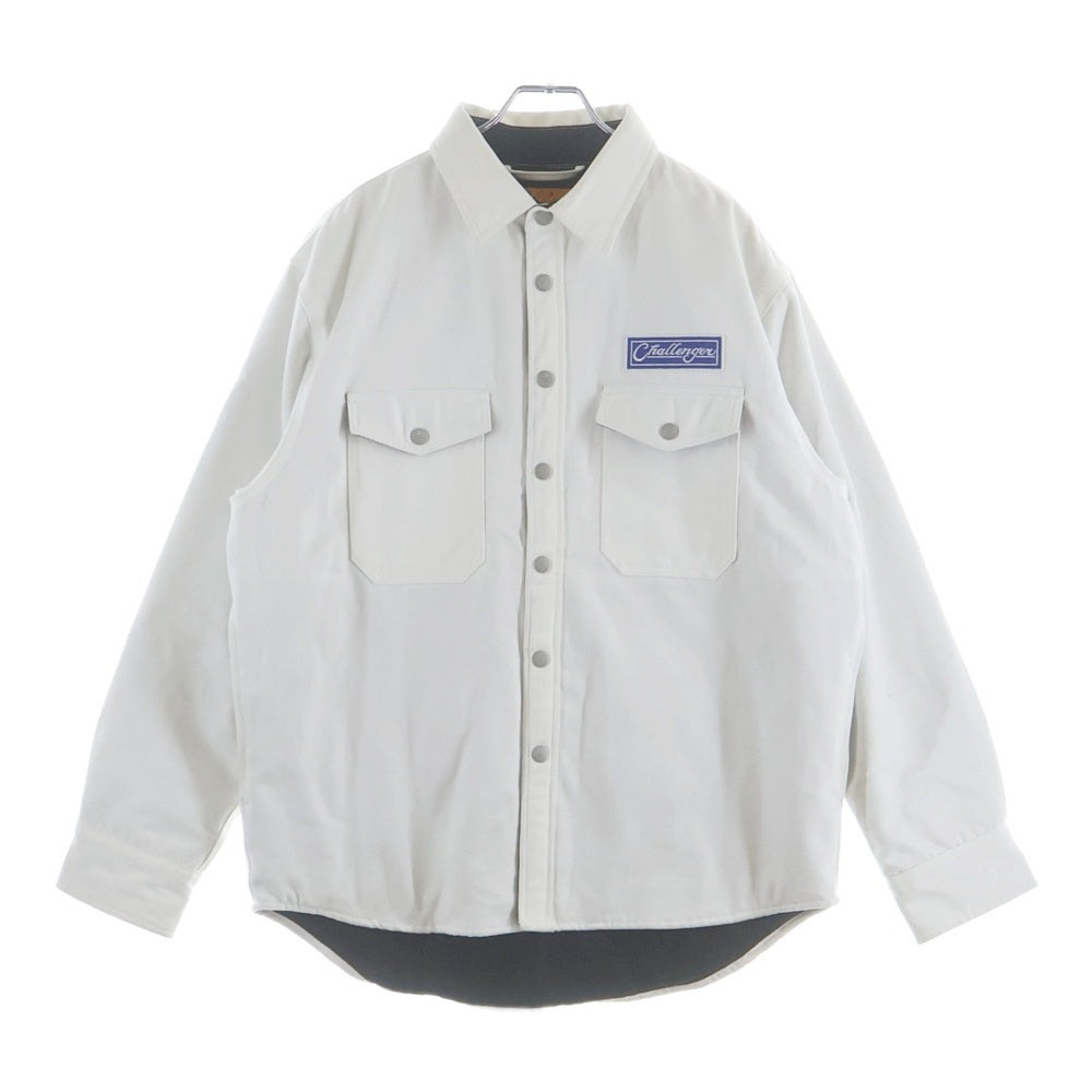 CHALLENGER(チャレンジャー) DENIM LINING SHIRT 胸ロゴパッチ付き デニム中綿ライニングシャツジャケット ホワイト CLG-SH024-008