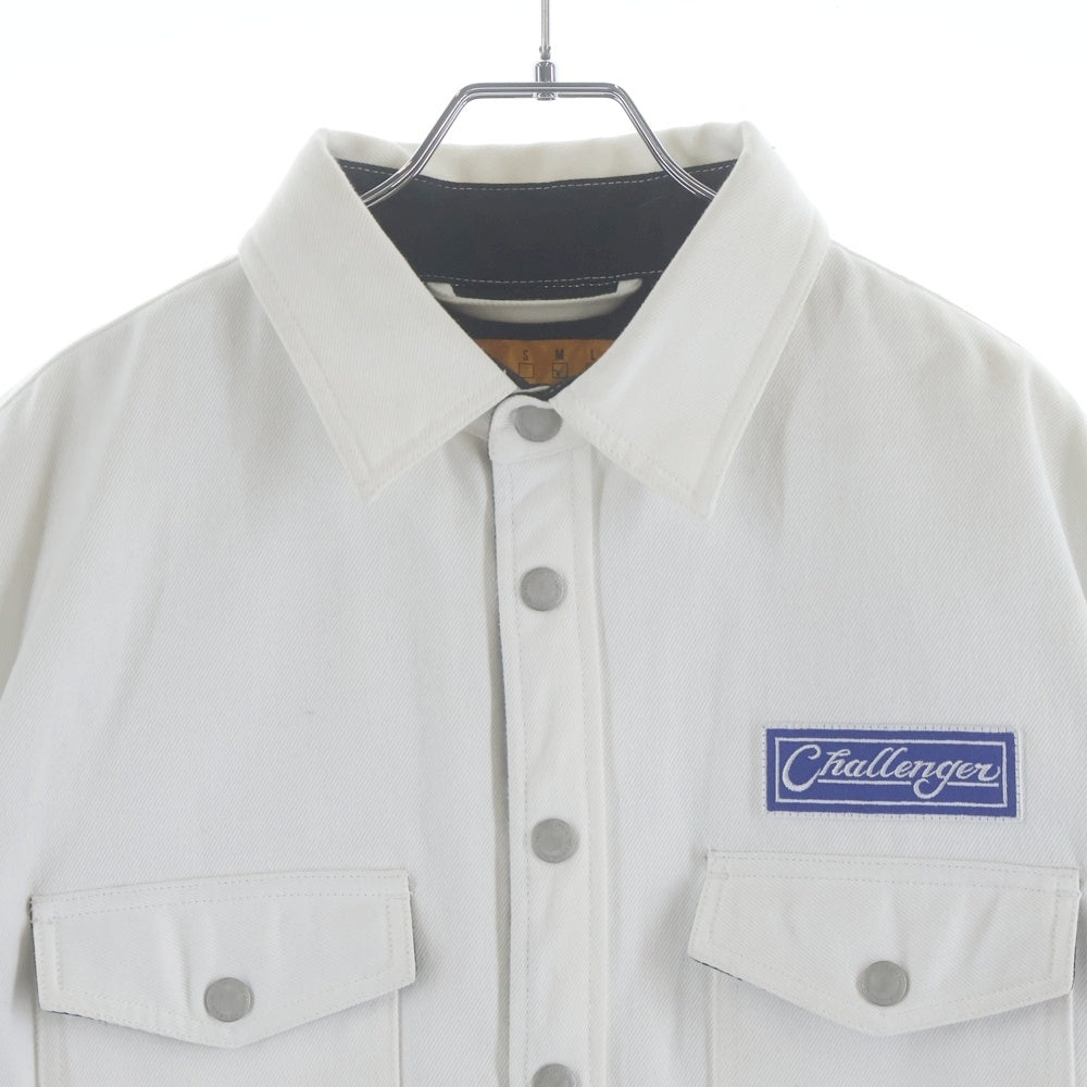 CHALLENGER(チャレンジャー) DENIM LINING SHIRT 胸ロゴパッチ付き デニム中綿ライニングシャツジャケット ホワイト CLG-SH024-008