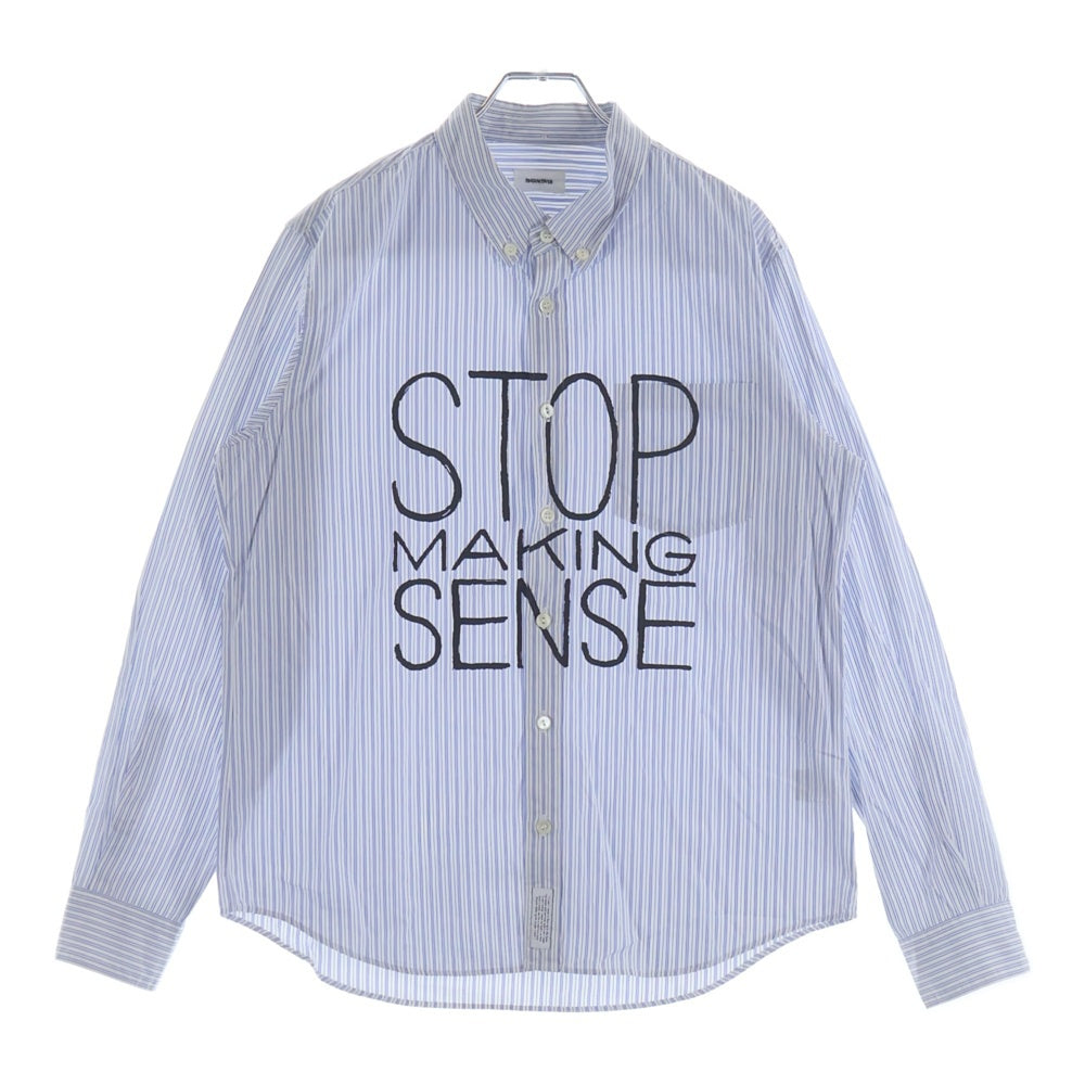 UNDERCOVER(アンダーカバー) 13SS STOP MAKING SENSE ストップメイキングセンス フロントプリント 長袖ストライプシャツ ブルー/ホワイト K4413-1