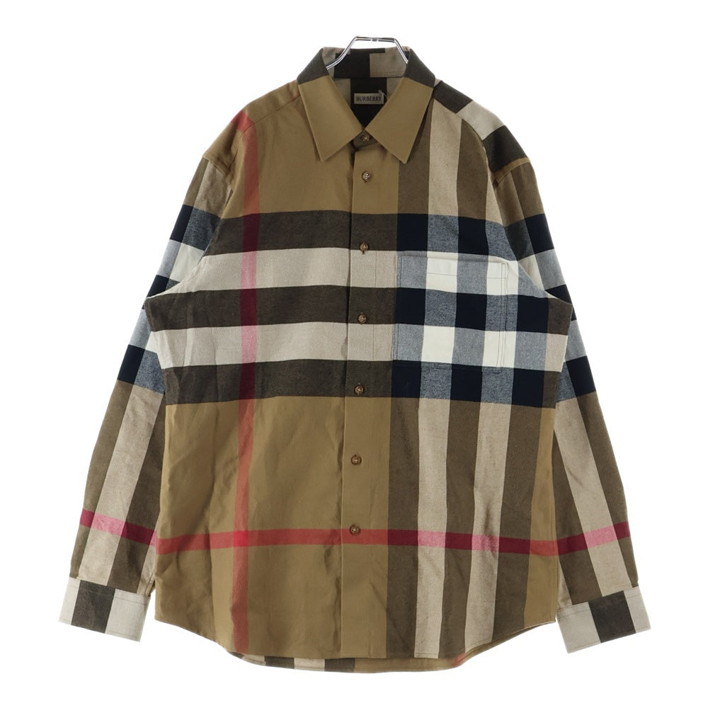 BURBERRY(バーバリー) Claverdon ビッグチェック総柄長袖シャツ ブラウン 8112107