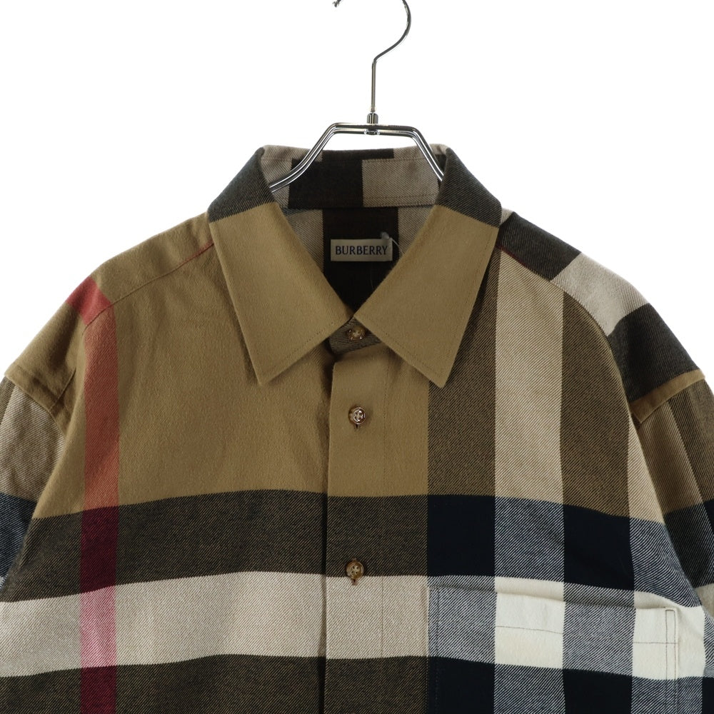 BURBERRY(バーバリー) Claverdon ビッグチェック総柄長袖シャツ ブラウン 8112107
