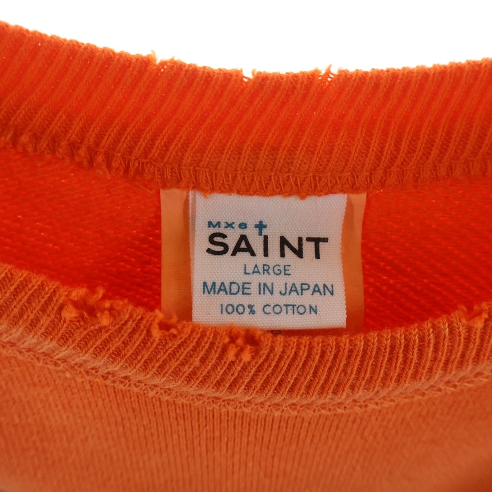 SAINT MICHAEL(セントマイケル) 24SS CRW SWEAT/JS & LMB フロントプリント クルーネック長袖スウェットトレーナー オレンジ SM-YS8-0000-028