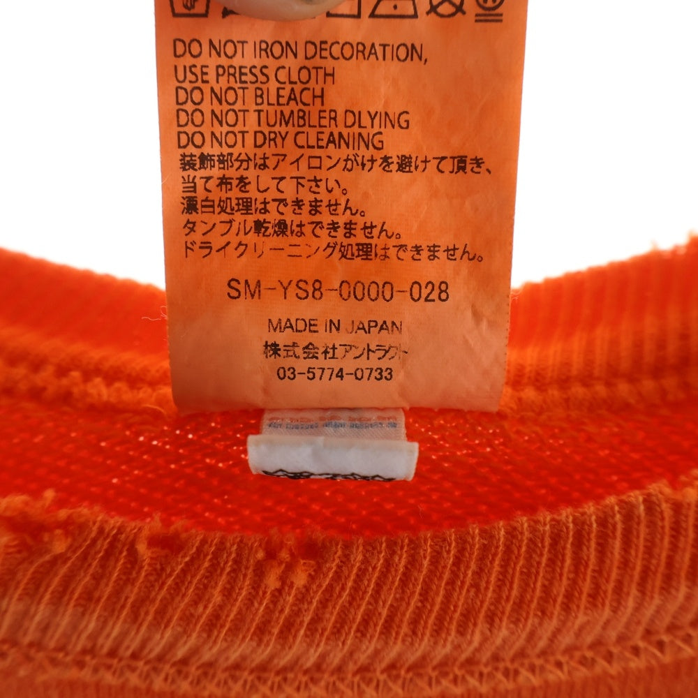 SAINT MICHAEL(セントマイケル) 24SS CRW SWEAT/JS & LMB フロントプリント クルーネック長袖スウェットトレーナー オレンジ SM-YS8-0000-028