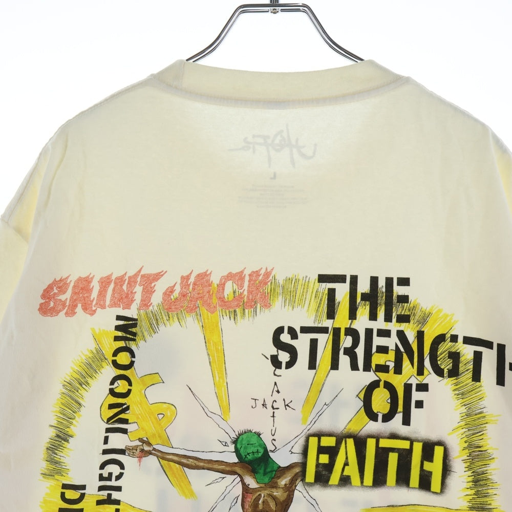 SAINT MICHAEL(セントマイケル) ×Travis Scott Cactus Jack トラヴィス カクタスジャック フロントプリント クルーネック半袖Tシャツカットソー ホワイト
