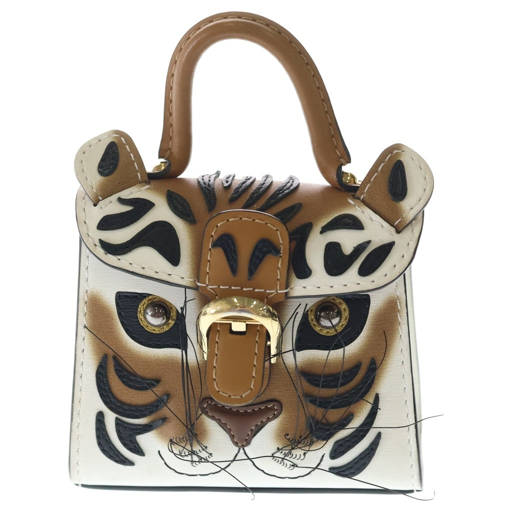 DELVAUX(デルボー) Miniatures Korea Brillant Charms Tiger Box Calf ブリオン タイガーモチーフ ミニチュアチャーム コリア ホワイトブラウン レディース