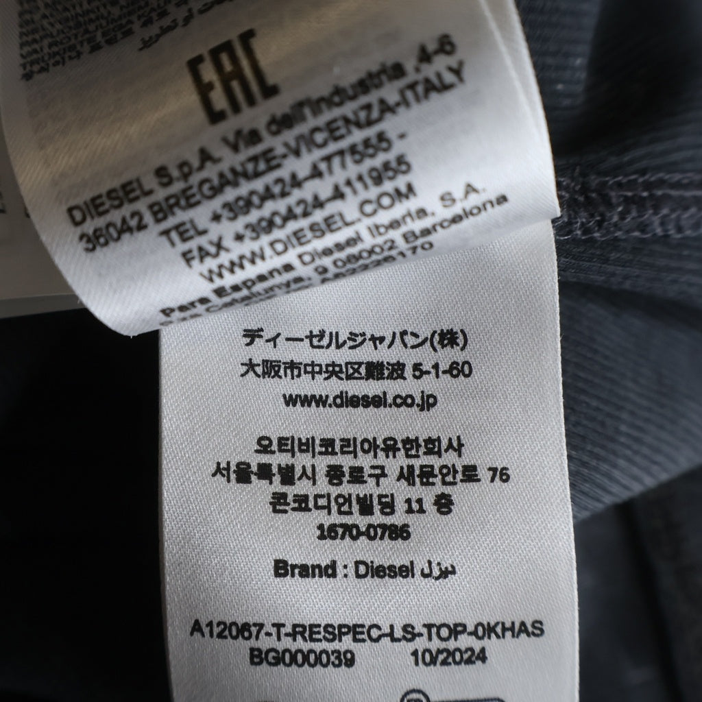 DIESEL(ディーゼル) T-RESPEC-LS Dロゴ 長袖Tシャツカットソー レディース ブラック A12067 0KHAS