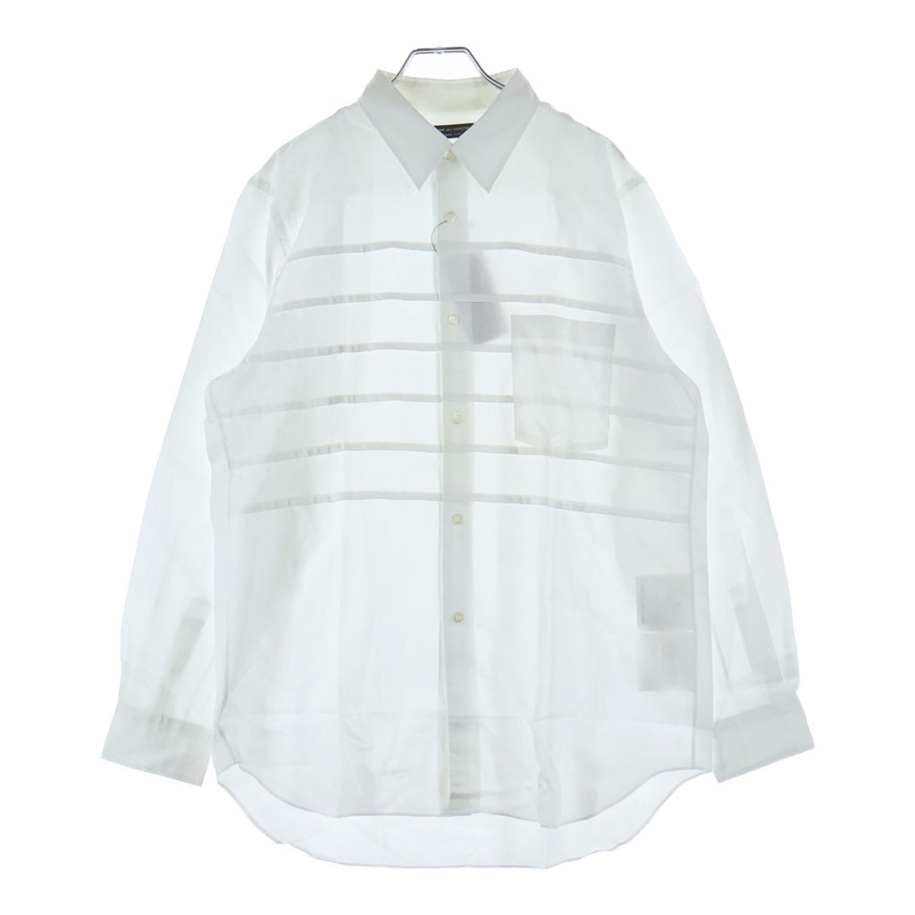 COMME des GARCONS HOMME(コムデギャルソンオム) 03SS 切り替えチェッカーデザイン ボタンダウン長袖コットンシャツ ホワイト PI-B004